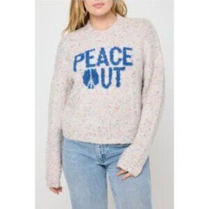 NWT SPIRITUAL GANGSTER Beatrice Peace Out Alpaca & Wool Blend Sweater, Grey | S